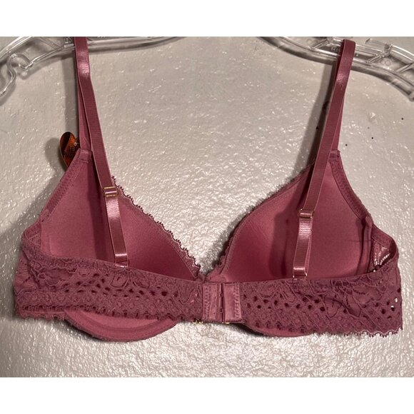 Juicy Couture 34C Pink Lace Push-Up Bra Adj Straps Sweetheart Charm Accent - Picture 13 of 16